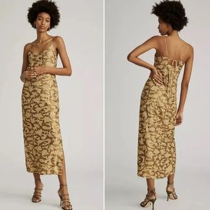 NWOT Anthropologie Gold Sequin Midi Slip Dress Size 8 Z70